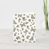 Vlinders en kamperfoelie patroon blanco bedankkaart (Voorkant)