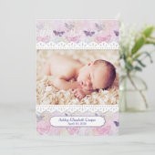 Vlinders en kant, Baby Fotoaankondiging Aankondiging (Staand voorkant)
