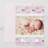 Vlinders en kant, Baby Fotoaankondiging Aankondiging (Voorkant / Achterkant)