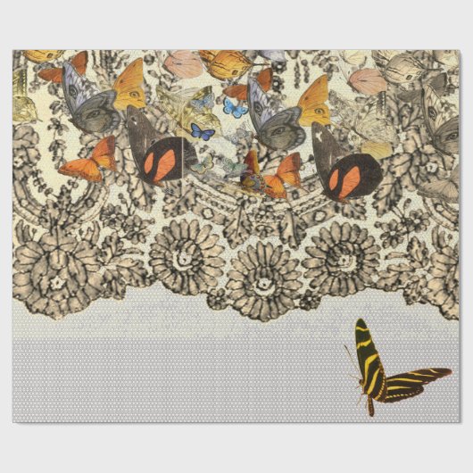 VLINDERS EN KANT inpakpapier (Vlak)