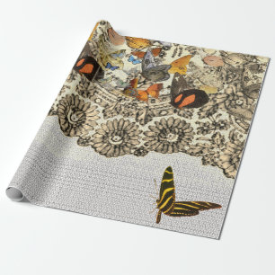 VLINDERS EN KANT inpakpapier