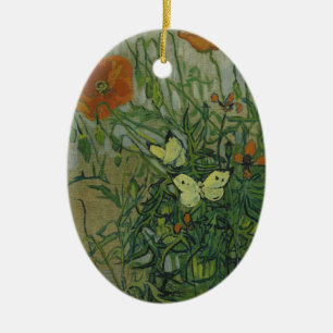 Vlinders en klaprozen door Vincent van Gogh Keramisch Ornament