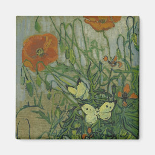 Vlinders en klaprozen door Vincent van Gogh Magneet