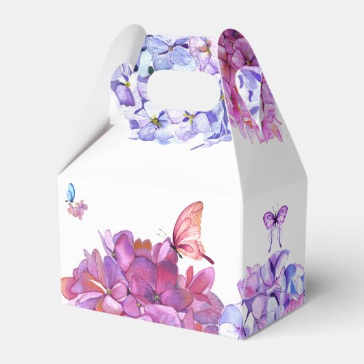 Vlinders en kleurrijke hortensia's Favor Box Bedankdoosjes (Achterkant)