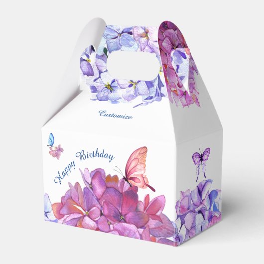 Vlinders en kleurrijke hortensia's Favor Box Bedankdoosjes (Voorkant Zijde)