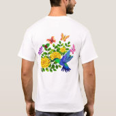 Vlinders en kolibries vliegen over een beer t-shirt (Achterkant)