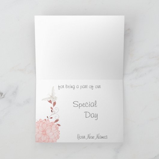 Vlinders en Koraal Chrysanten Dank U Bedankkaart (Binnen)