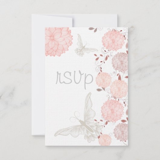 Vlinders en koraal Chrysanten RSVP (Voorkant)