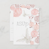 Vlinders en koraal Chrysanten RSVP (Voorkant / Achterkant)