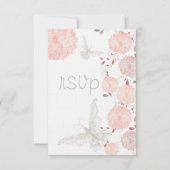 Vlinders en koraal Chrysanten RSVP Kaartje (Voorkant)