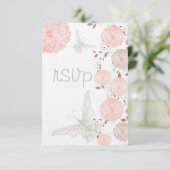 Vlinders en koraal Chrysanten RSVP Kaartje (Staand voorkant)