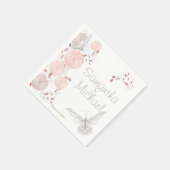 Vlinders en koraal chrysanten servet (Hoek)