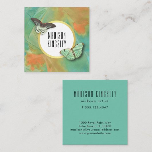  vlinders en kunstzinnig Abstract Vierkante Visitekaartje (Voorkant / Achterkant)