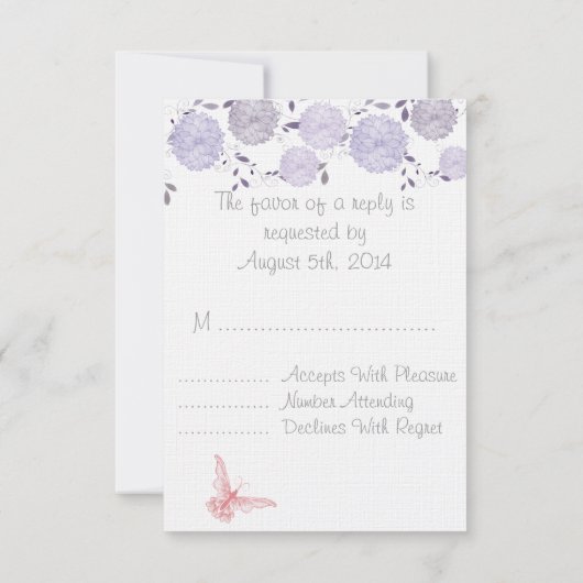 Vlinders en Lavendel Chrysanthemum RSVP (Achterkant)