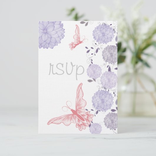 Vlinders en Lavendel Chrysanthemum RSVP (Staand voorkant)