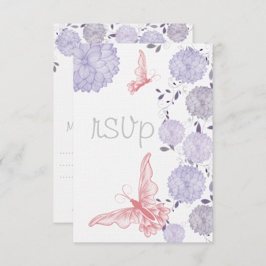 Vlinders en Lavendel Chrysanthemum RSVP (Voorkant / Achterkant)