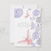 Vlinders en Lavendel Chrysanthemum RSVP Kaartje (Voorkant)