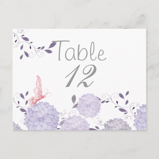 Vlinders en Lavendel Chrysanthemum Tafel Kaart (Voorkant)