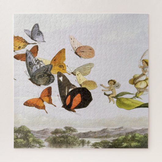 vlinders en lichte oude illustratie legpuzzel (Verticaal)