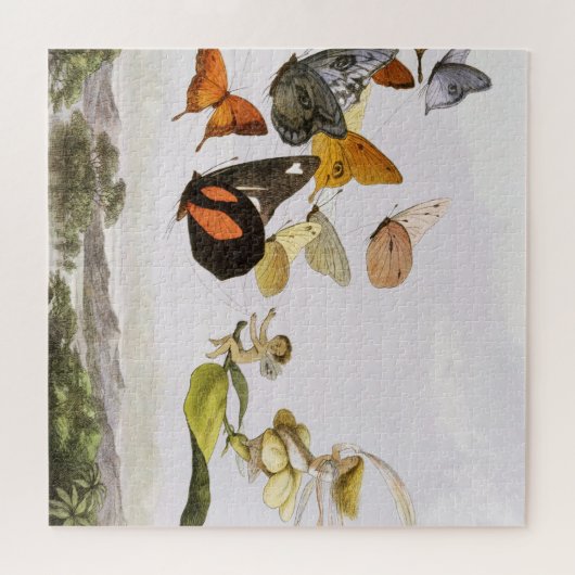 vlinders en lichte oude illustratie legpuzzel (Horizontaal)