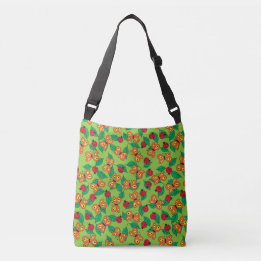 Vlinders en lieveheersbeestjes op groene bladeren crossbody tas