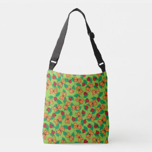 Vlinders en lieveheersbeestjes op groene bladeren crossbody tas