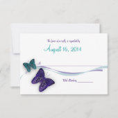 Vlinders en lint reactie RSVP kaartje (Voorkant)