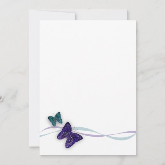 Vlinders en linten bruiloft kaart (Achterkant)