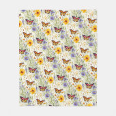Vlinders en madeliefjes in een weide fleece deken (Voorkant)