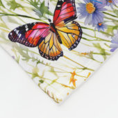 Vlinders en madeliefjes in een weide fleece deken (Hoek)