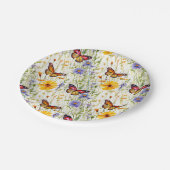 Vlinders en madeliefjes in een weide papieren bordje (Gekanteld)