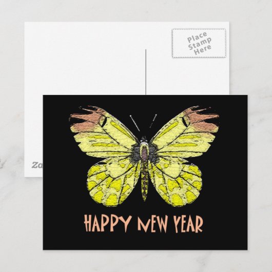 Vlinders en motten Gelukkig Nieuwjaar Feestdagenkaart (Voorkant / Achterkant)