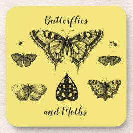 Vlinders en Motten Vintage Print Bier Onderzetter