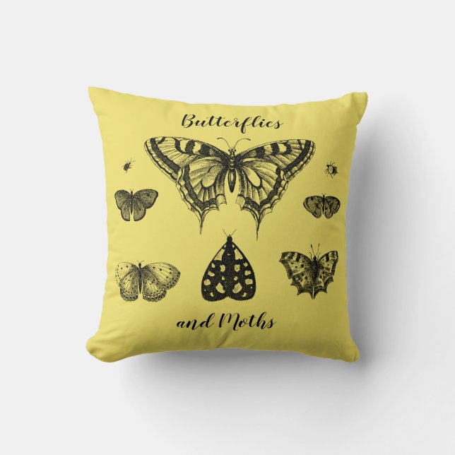 Vlinders en Motten Vintage Print Kussen (Voorkant)