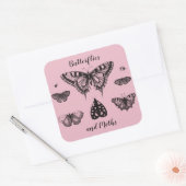 Vlinders en Motten Vintage Print Vierkante Sticker (Envelop)
