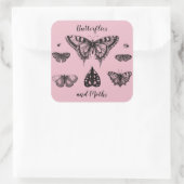 Vlinders en Motten Vintage Print Vierkante Sticker (Tas)