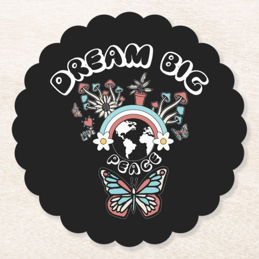 Vlinders en paddenstoelen Droom Grote positieve in Kartonnen Onderzetters (Voorkant)
