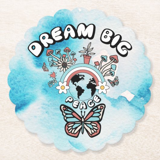 Vlinders en paddenstoelen Droom Grote positieve in Kartonnen Onderzetters (Voorkant)