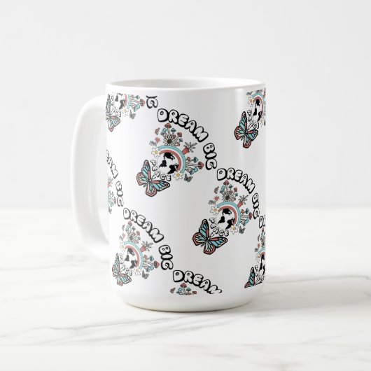 Vlinders en paddenstoelen Droom Grote positieve in Koffiemok (Voorkant links)