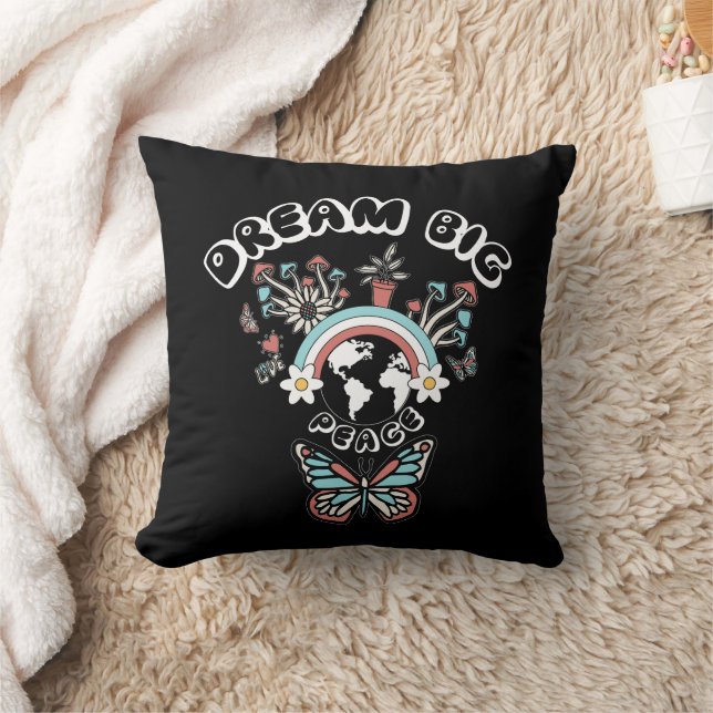 Vlinders en paddenstoelen Droom Grote positieve in Kussen (Deken)