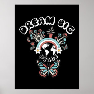 Vlinders en paddenstoelen Droom Grote positieve in Poster
