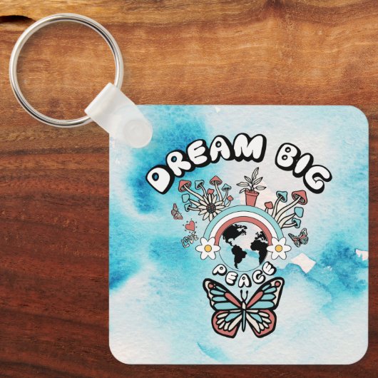 Vlinders en paddenstoelen Droom Grote positieve in Sleutelhanger (Voorkant)