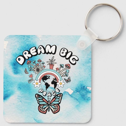 Vlinders en paddenstoelen Droom Grote positieve in Sleutelhanger (Achterkant)