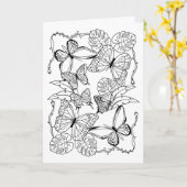 Vlinders en palmbladeren Kleurplaat Kaart (Gele Bloem)