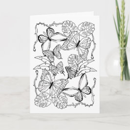 Vlinders en palmbladeren Kleurplaat Kaart