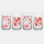 Vlinders en papaverbloemen blikvorm glas (Achterkant)