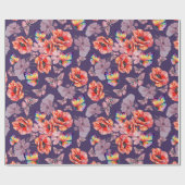 Vlinders en papaverbloemen cadeaupapier (Vlak)