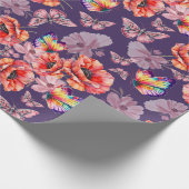 Vlinders en papaverbloemen cadeaupapier (Hoek)