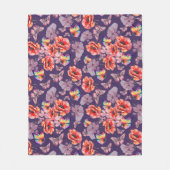 Vlinders en papaverbloemen fleece deken (Voorkant)