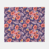 Vlinders en papaverbloemen fleece deken (Voorkant (Horizontaal))
